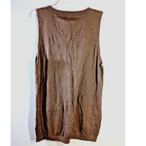 URBAN Cotton Company Woman’s Knit Sweater Shell Top Vest Brown Sleeveles… - Picture 4 of 9